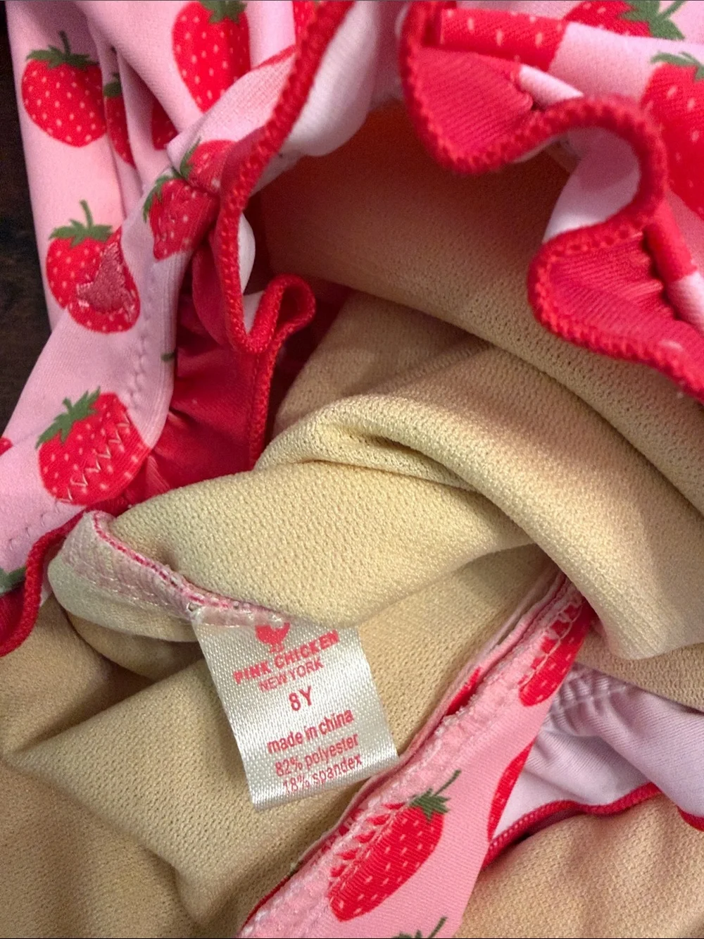 Pink Chicken Pink Strawberry Zip-Front Long Sleeve One-Piece Swimsuit
